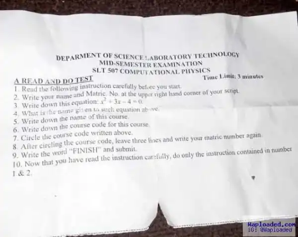 Check out this question paper set for a mid-semester test at LAUTECH